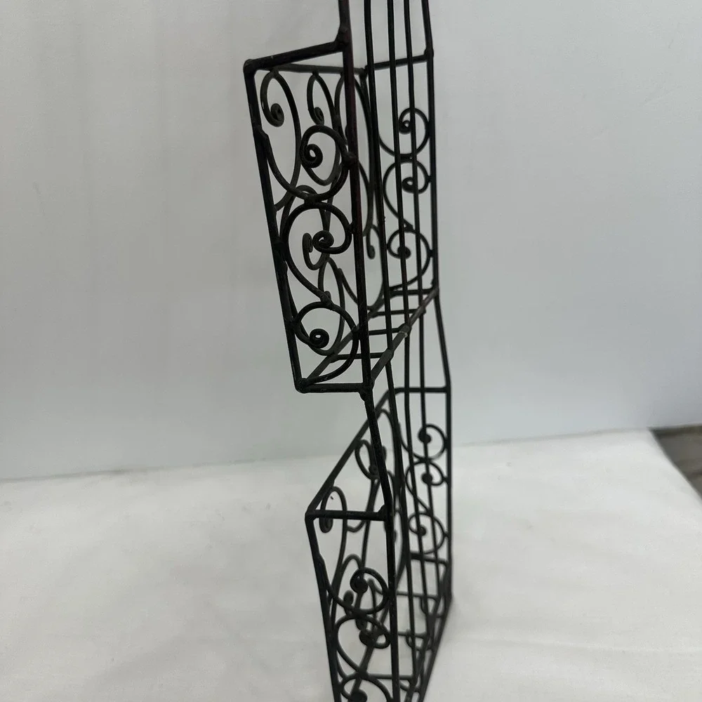Vintage Iron Wall Rack 3 Bins 4 Hooks Home Office Storage Display Shelf 26